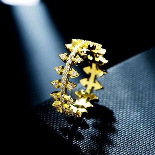 Top Quality Fashion 925 Sterling Silver Gear Style Vintage Gold Arrow Ring For Women Wedding Knuckle Jewelry