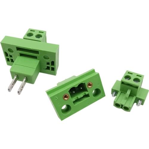 KF2EDGWB Pitch 5.08mm 2 Pin Through Wall Plug Terminal Blocks 5.08mm 2 Pin Pin Header Plug Socket PCB Screw Terminal Block