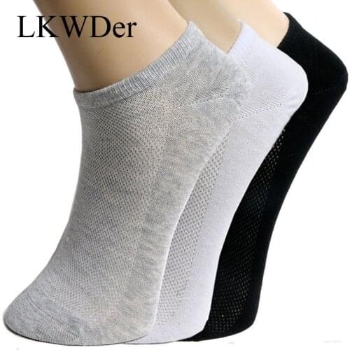 LKWDer 10pcs=5pairs Solid Mesh Mens Socks Invisible Ankle Socks Men Summer Breathable Thin Boat Socks Size Eur39-43 Calcetines