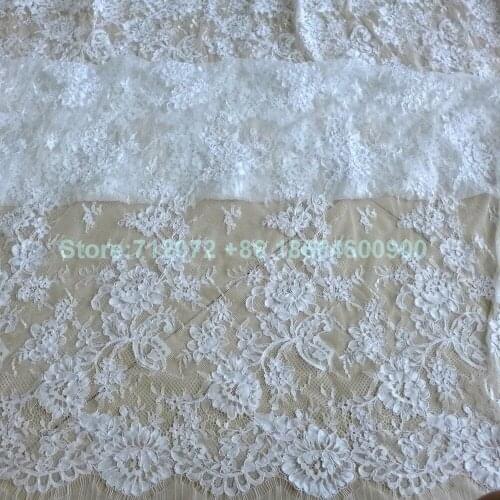 150cm*3meters by piece good quality off white Venice embroidered French eyelash bridal lace fabric