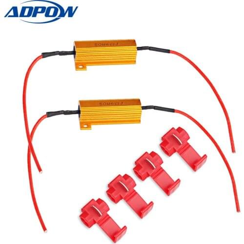 2pcs 50W 6OHM Load Resistors for Fix Auto Car Led bulbs Error LED Turn Signal Lights Hyper Flash Error Fix