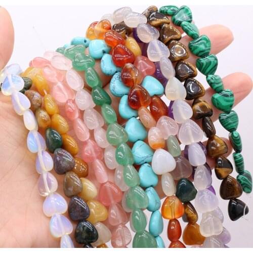 20pcs Natural Blue Turquoises Amethysts Beads Heart Shape Agates Stone Loose Beaded for Making Necklace Bracelet Accessories