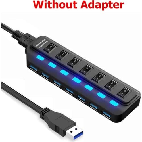 4/7 Port USB 3.0 HUB 5Gbps High Speed Data Power Splitter Adapter ON/OFF Switch Power Adapter USB 3.0 Hub With Switch For PC