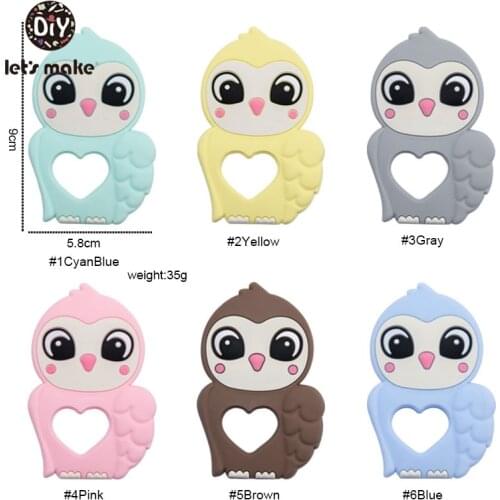 Lets Make 5/10/20pcs BPA Free Silicone Baby Teethers Toys Food Grade Owl Heart Cartoon Animal Gift For Infant Chew teething