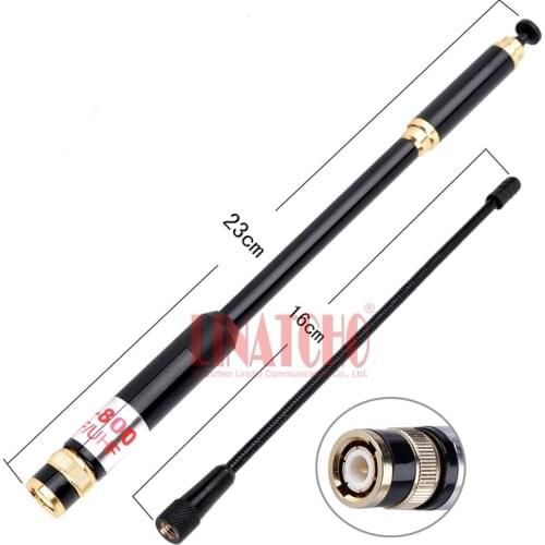 Long distance telescopic AL800 high gain dual band uhf vhf 144/430MHz walkie talkie BNC male antenna