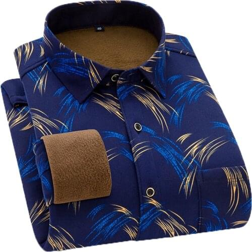 Aoliwen Brand Autumn Winter Men Business Casual warm Long Sleeve Shirt Male Soft Flannel Thick Warm Plaid Masculina Dress Shirts