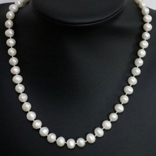 Wholesale natural freshwater cultured white pearl approx round beads necklace 7-8,8-9mm elegant fine jewelry 18inch B1462