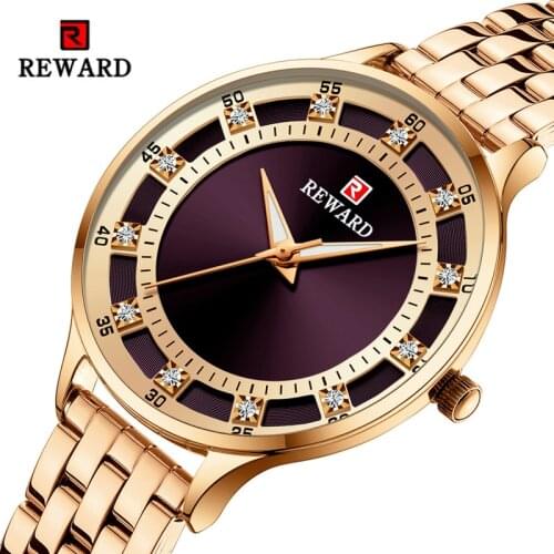 REWARD Top Brand Luxury Diamond Watch Women Watches Fashion Simple Stainless Steel Waterproof Ladies Clock Reloj Mujer 2020