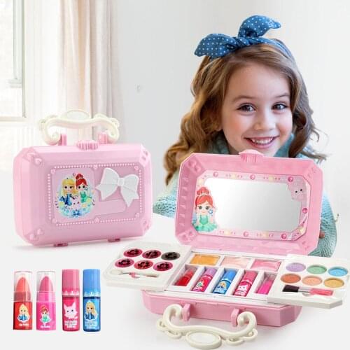 Children Girls Washable Multi-Layer Cosmetic Mini Box Makeup Case Play Toys