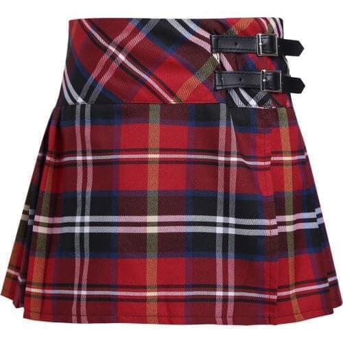 Kids Vintage Pleated Skirt for Girl Plaid Cotton Skirts School Clothes Spring Autumn Teenager Girl Skirt Children Clothing 4-14Y