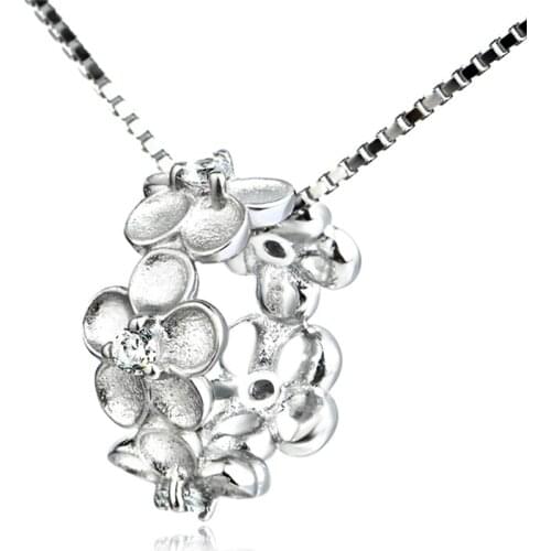 GNX0373 925 Sterling Silver Pendants Necklaces Choker Lovely Crystal Wreath Pendant Fashion Charming Jewelry Necklace For Women