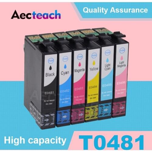 Aecteach Compatible Ink Cartridge For EPSON T0481 T0482 T0483 T0484 T0485 T0486 For Stylus Photo R200 R220 R300 R300M Printer
