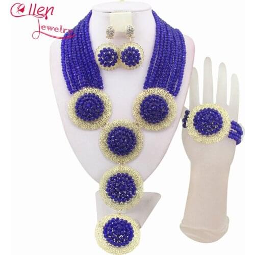 Classic African Beads Jewelry Set nigerian wedding bridal Crystal Beads Necklace Set African style beaded necklace W11482