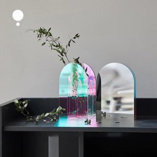 Creative vase Nordic style dazzle color acrylic vase ornaments dry flower furniture living room artificial flower vases Decor