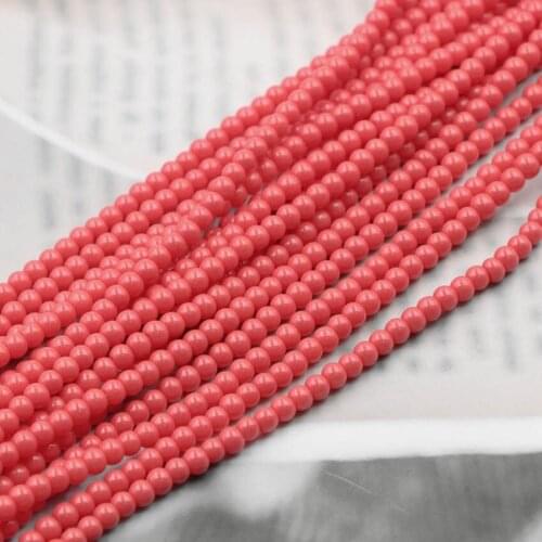130pcs/Strand 3mm Baking Paint Glass Round Loose Beads DIY Necklace Bracelet Jewelry Making Small Spacer Accessories 15" B95