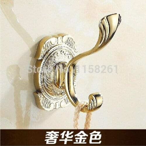Vidric Robe Hooks Metal Material Golden Finish Towel Holder Door Clothes Hook Carved Bathroom Accessories Wall Mounted Coat Hoo