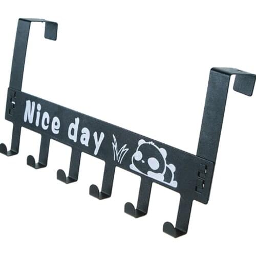 1 Pcs Six-Row Carbon steel Hook Door-Back Traceless Hook Clothes Hanger Hooks Kitchen Bedroom Door Rack Towel Holder