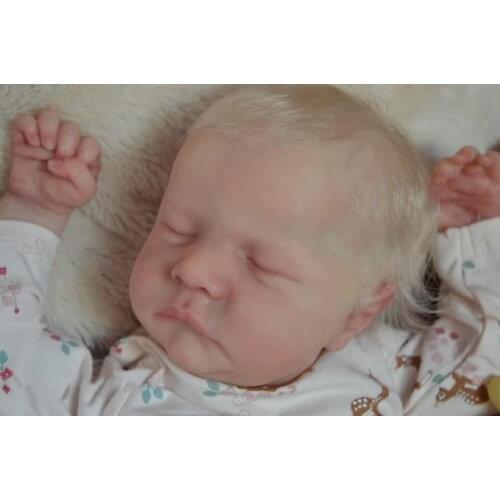 NPK 19inch Bebe Doll Reborn Newborn Baby Lifelike Cuddly Doll Popular Sleeping Levi Blonde Hair High Quality Handmade Doll