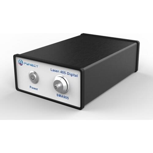 Laser 405nm fluorescence excitation analysis quantum yield PLQY dedicated 1 to 100mW output adjustable