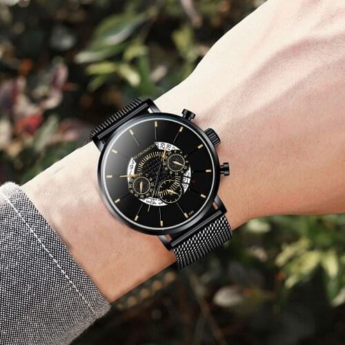 Best Selling Mens Watches Stainless Steel Quartz Wristwatch Men Casual Sports Rose Gold Mesh Strap Clock Relogio Masculino