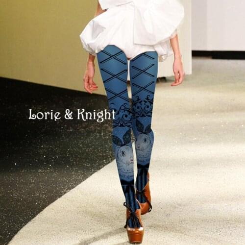 Kawaii Rabbit Print Navy Blue Fashion Tights Lolita Girl Pantyhose Stockings Velvet Hosiery