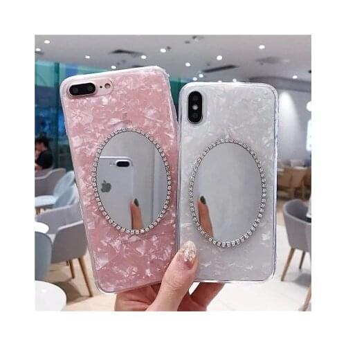 LaMaDiaa Fashion Conch Mirror Phone Cover For iPhone 11 Pro Max X XS MAX XR 6 6S 6Splus 7 8 plus Simple Silicone Soft Phone Case
