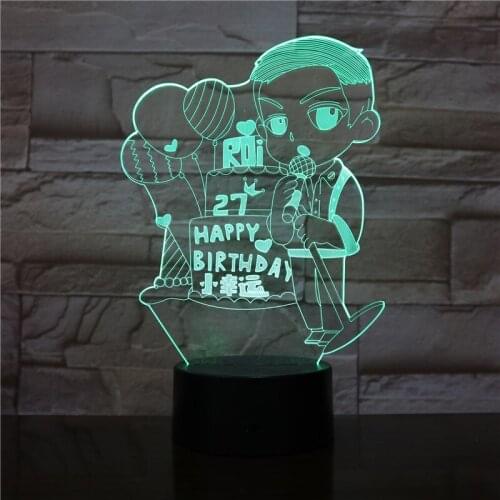 Cartoon 3D LED Light HAPPY BIRTHDAY Hologram Illusions 7 Colors Change Decor Lamp Best Night Light Gift For Home Deco 2633