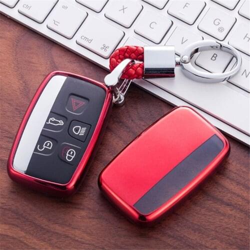 Soft TPU Car Key Cover Case Shell Fob For Jaguar XF XJ XE XF XJR XJL F X Type C-X16 V12 Guitar Hand-woven Keychain Keyring