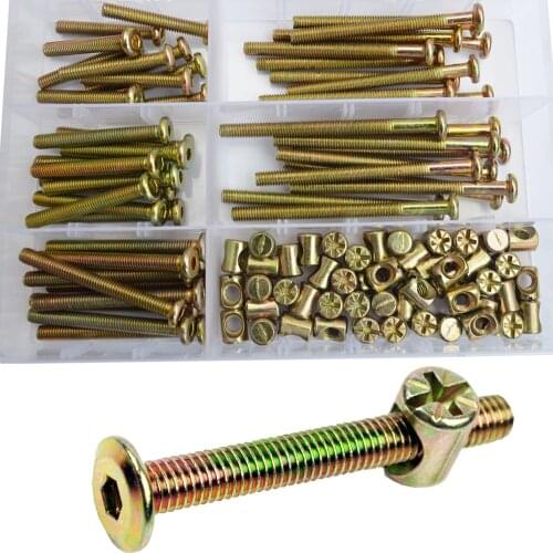 Zinc Plating-Coloring Furniture Screws Assortment Kits M6x35-75mm