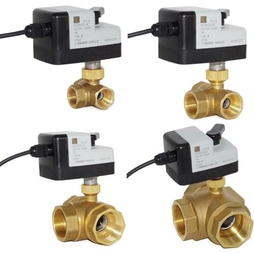 AC220V DC24V normally open valve normally closed Electric ball valve switch solenoid valve two wire electric 3 way ball valve