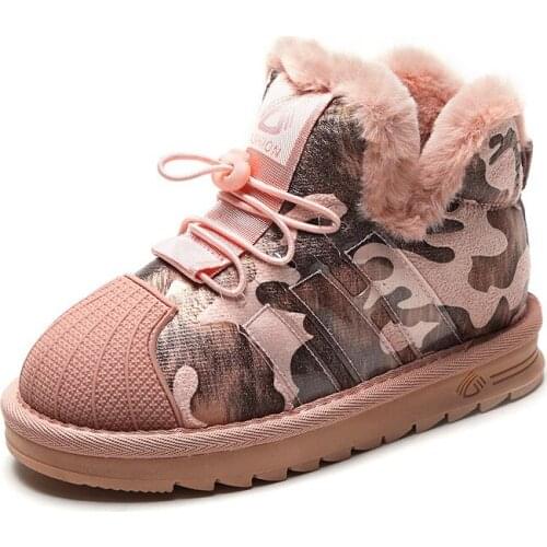 2020 New Winter Children Snow Boots Genuine Plus Velvet Girls Boots Plush Boy Warm Shoes Fashion Kids Boots Baby Toddler Shoes