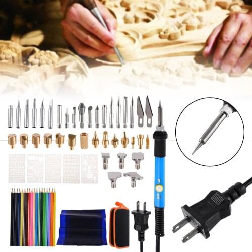 New 71pcs/set 110V 60W Soldering Iron Kit Wood Burning Pen Set Electric Soldering Iron Carving Pyrography Tools