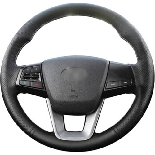 DIY Sewing-on PU Leather Steering Wheel Cover Exact Fit For Hyundai ix25 2014-2016 Creta 2016-2017