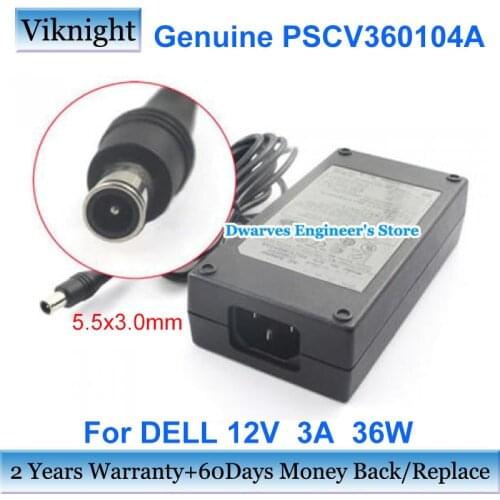 Genuine PSCV360104A AC Adapter Power Supply 12V 3A For DELL 1500FP 1900FP OPTIPLEX FX130 FX170 FX130 Laptop Charger 5.5x3.0mm