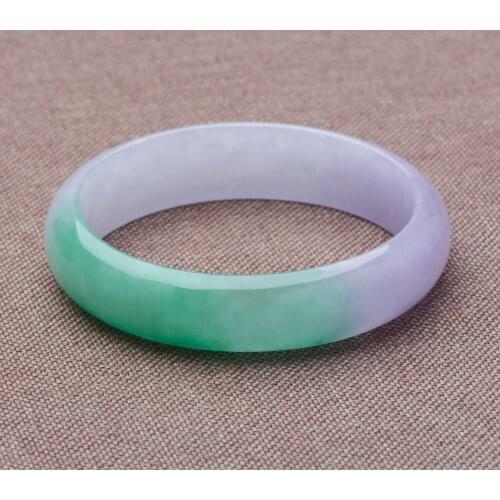 Send Certificate Natural Myanmar Jade A-Class Carved 54mm-62mm Ice Purple Green Bracelet Exquisite Bracelet