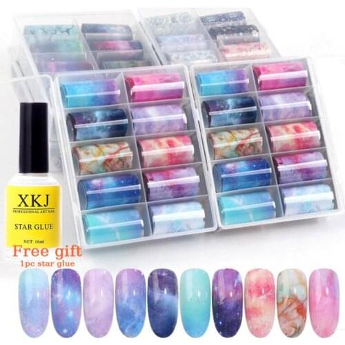 Nails Art Star Transfer Paper Rainbow Sky Japanese style Nail Foil Sticker Nail Polish Sticker With Nail Foil Adhesive Glue