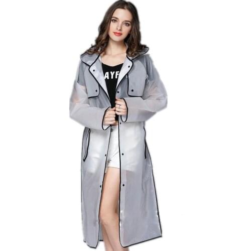New Fashion EVA Men And Women Poncho With Hat Ladies Waterproof Long Translucent Raincoat Adults Outdoor Rain Coat