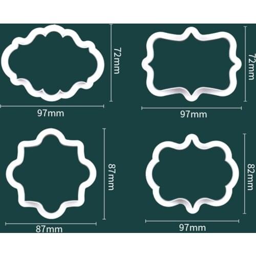 Plastic Cookie Cutter Biscuit Making Fondant Cake Decorating Vintage Rectangle Plaque Frame Sugar Mold Fondant Moulds Supplies