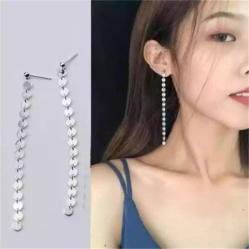 Valentines Day Elegant Jewelry Fashion Women Noble Tassels Silver Plated Long Hook Dangle Chain Earrings For Women 2020 Trend