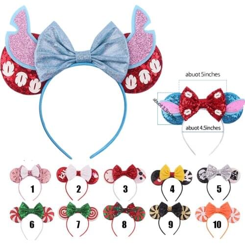 Sequin Mouse Ears Headband Minnie Hair Bows Charactor For Women Festival Hairband Girls Hair Accessories Party