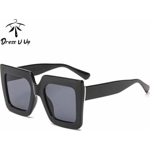 DRESSUUP Men And Women Sunglasses New European And American Brand Design Two-Color Transparent Square Large Frame Glasses UV400