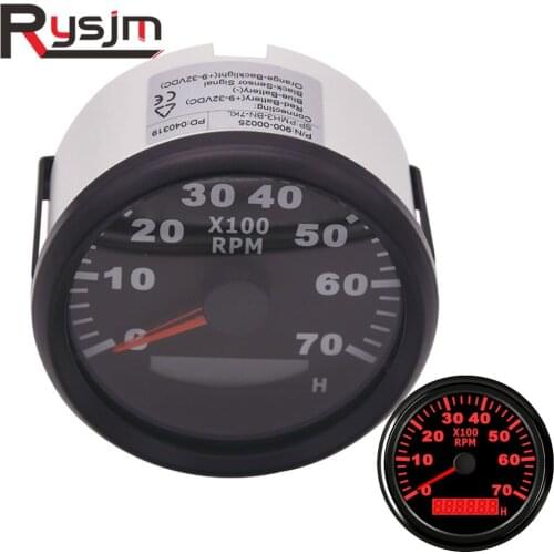 85mm Tachometer for Boat motor 7000 RPM Round Hour meter digital motorcycle tacho RPM gauge REV Count Red Back light 12V 24V