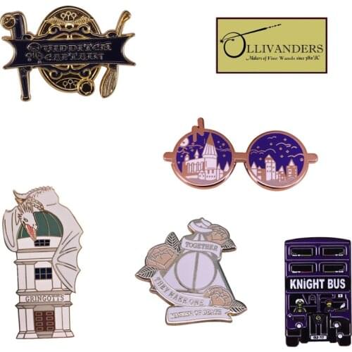 Magical Objects Brooch Ollivanders Knight Bus Deathly Hallows Pin Witchcraft Accessory