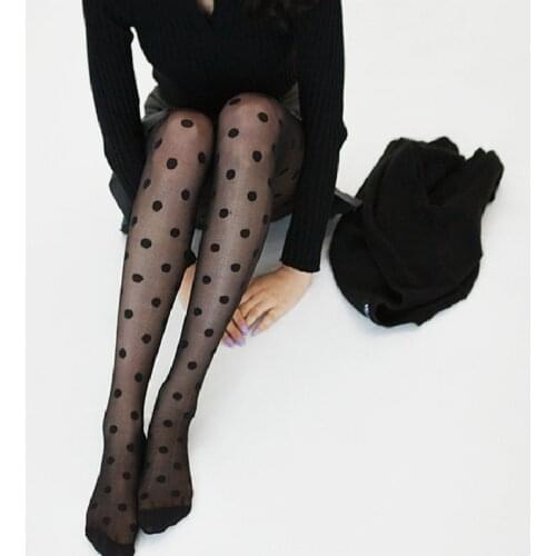 Womens Tights Classic Small Polka Dot Silk Stockings Thin Ladies Vintage Faux Tattoo Stockings Pantyhose Female Hosiery