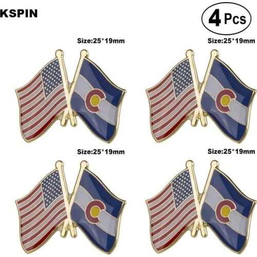 U.S.A & Colorado Friendship Flag Pin Lapel Pin Badge Brooch Icons 4pcs