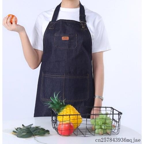20pcs Denim Kitchen Aprons Cooking Work Jean Apron for Restaurant Barista Unisex Woman Men Kitchen Apron
