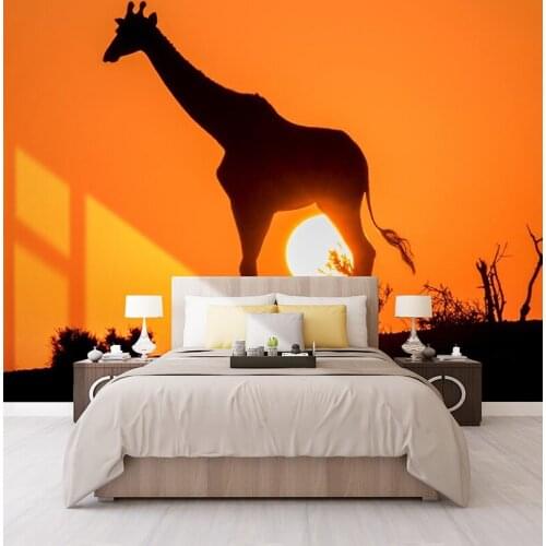 Custom 3D Photo Wallpaper Giraffe Animals Restaurant Cafe Bedroom Sofa Background Non-woven Setting sun 3D Wall Murals Wallpaper