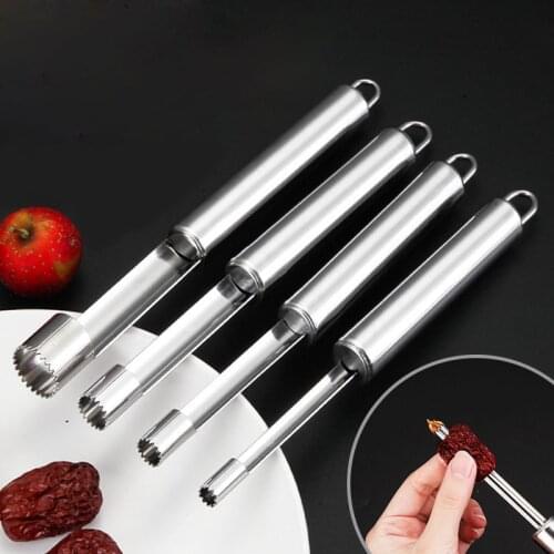 4PCS /Set Stainless Steel Fruit Corer Red Dates Apple Pear Corer Fruit Seed Core Remover Slicer Knife Fruit Vegetable Tools