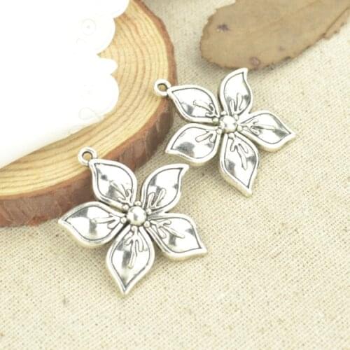 7 Pcs 33*32 mm Antique Silver color Tone flower Charms DIY Jewelry Making Q1122