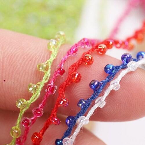 AHB 5Y Thread With Crystal Beads Handcrafts Bracelet Necklace Accessories DIY Romantic Curtain Wedding Party Decoration